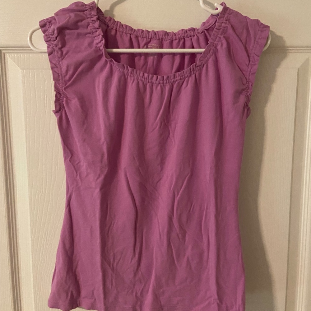Loft Short Sleeve Top, Size PS. Purplish.